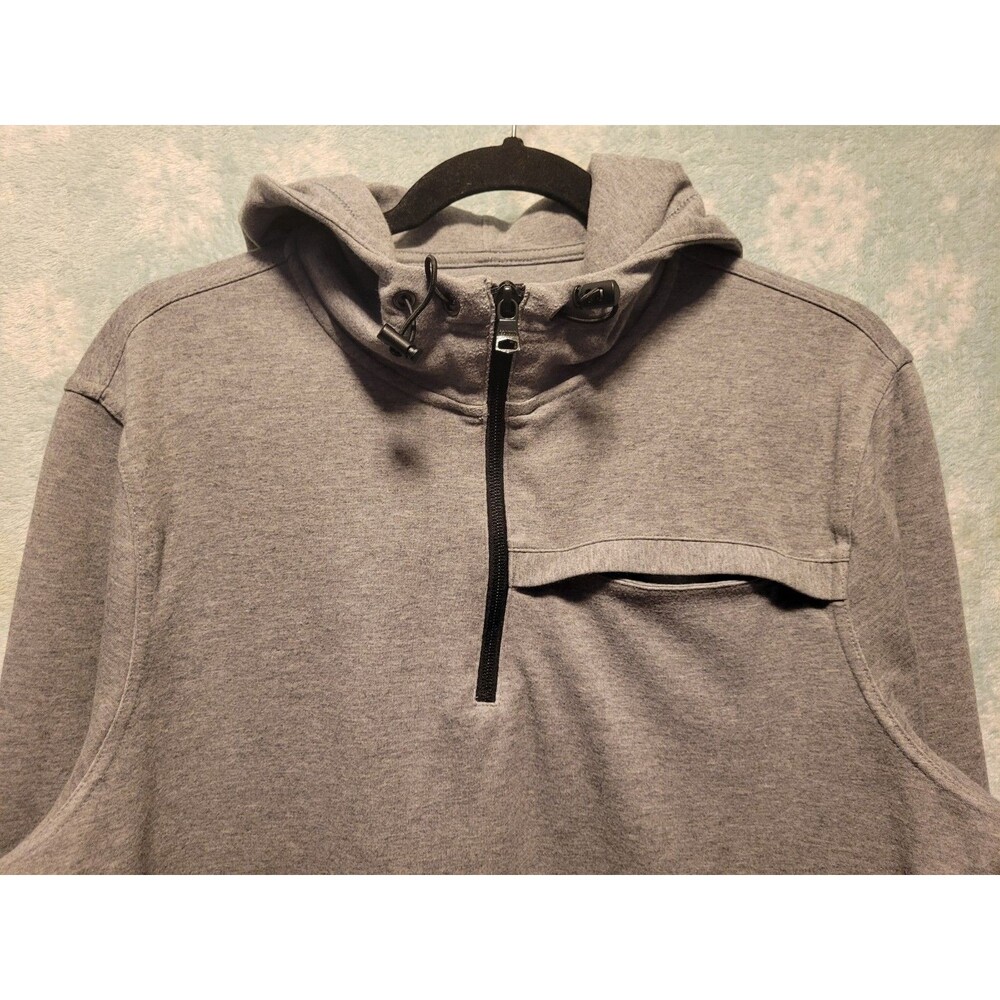Banana Republic Lg Athletic Moisture Wicking Pullover Hoodie Gray 1/4 Zip Preppy